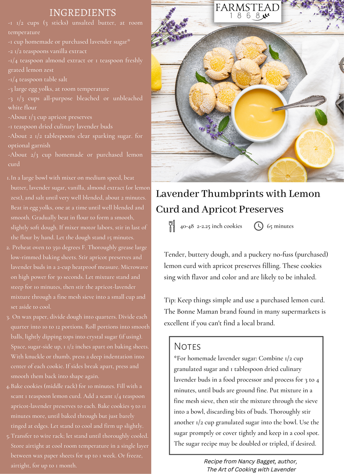Lavender Thumbprints with Lemon Curd and Apricot Preserves